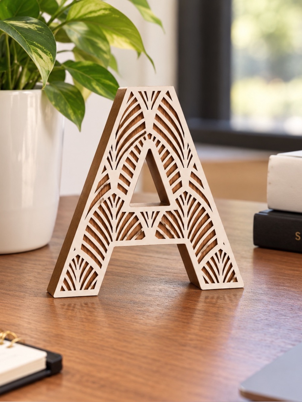 Decorative Wood Letter A with Cutout Design